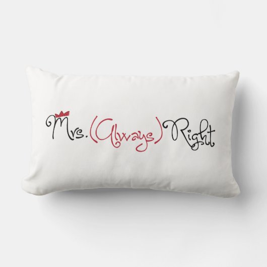 Gepersonaliseerde Mrs Altijd rechtse Lumbar Pillow Kussen (Voorkant)