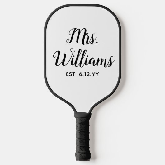 Gepersonaliseerde Mrs Est Uw Datum Vrijgezellenfee Pickleball Paddle (Voorkant)