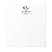 Gepersonaliseerde Mrs. met Heart en Arrow Notitieblok (Voorkant)