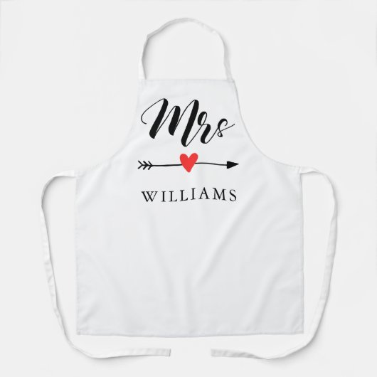 Gepersonaliseerde Mrs. met Heart en Arrow Schort (Voorkant)