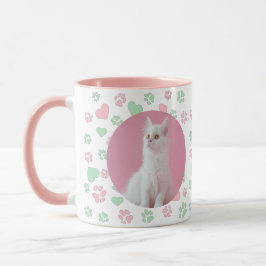 Gepersonaliseerde Mug Cat Paw Prints en Hartpatroo Mok