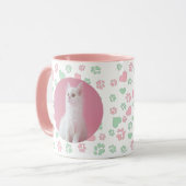 Gepersonaliseerde Mug Cat Paw Prints en Hartpatroo Mok (Voorkant links)