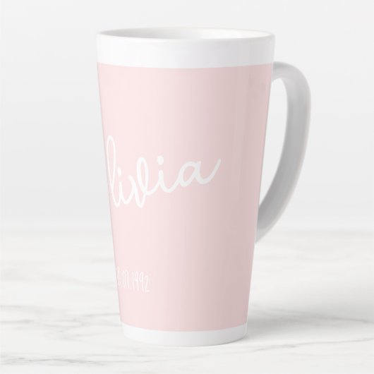 Gepersonaliseerde Mug Naam Blush Pink Latte Mok (Rechterhoek)