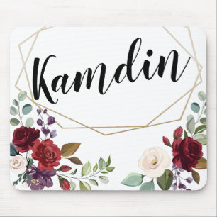 Gepersonaliseerde Muismat White Roses Gold Geom