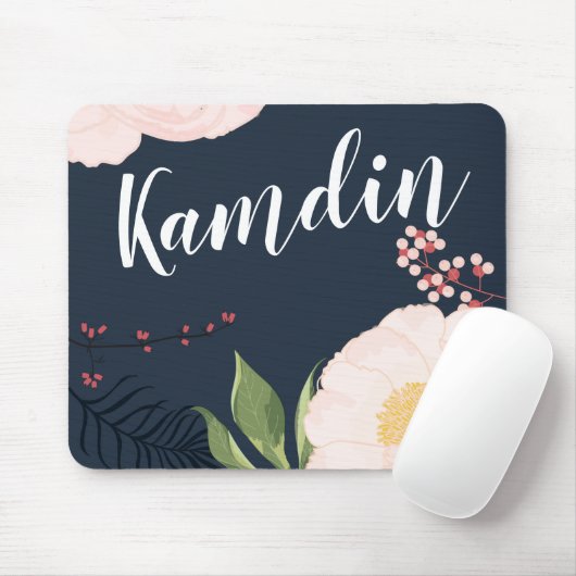 Gepersonaliseerde Muismat Witte Bloemen op Dar (Met muis)