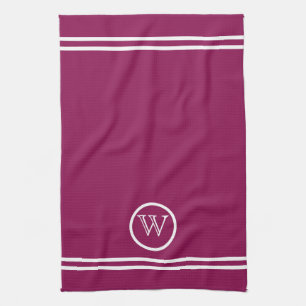 Gepersonaliseerde Mulberry kleur met witte lijnen Theedoek