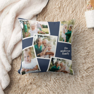 Gepersonaliseerde multi foto marineblauw elegant m kussen