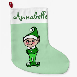 Gepersonaliseerde Munt Kerstmis Elf Stocking Grote Kerstsok