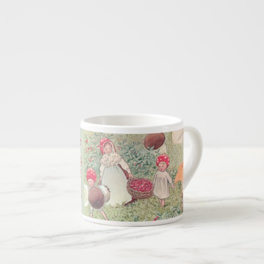 Gepersonaliseerde Mushroom Fairytale Elsa Beskow M Espresso Kop (Voorkant rechts)
