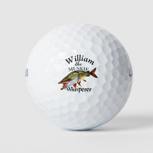 Gepersonaliseerde Muskie Whisperer Visser Golfballen (Voorkant)