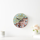 Gepersonaliseerde Muur Klok Baby Boy Stats (Huis)