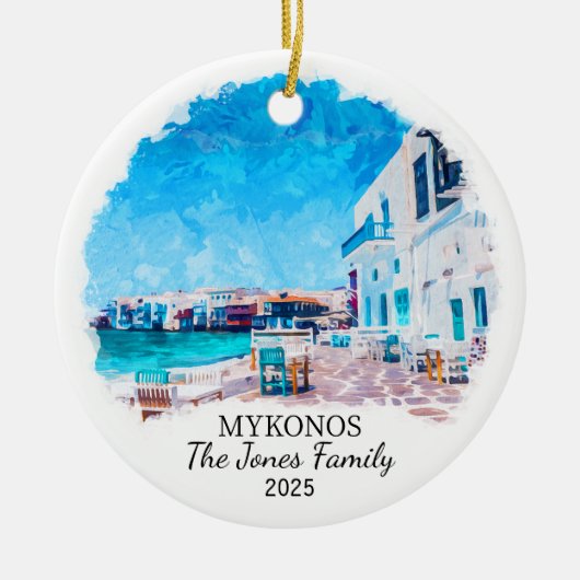 Gepersonaliseerde Mykonos Ornament, Griekenland Keramisch Ornament (Voorkant)