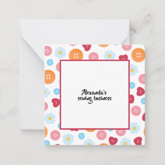 Gepersonaliseerde naaien Button Pattern Craft Notitiekaartje (Voorkant)