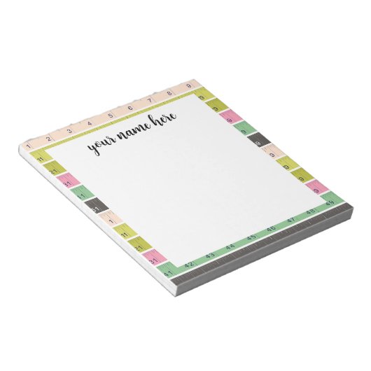 Gepersonaliseerde naaien meetband notitieblok (Schuin)
