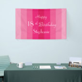 Gepersonaliseerde naam 16e 18e verjaardag roze str spandoek (Beurs)