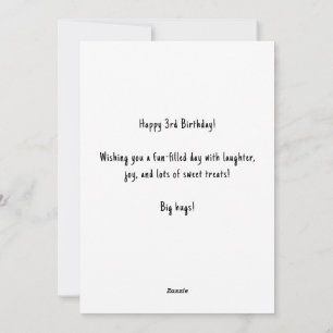 Gepersonaliseerde Naam 3e Verjaardag Cake Kaart