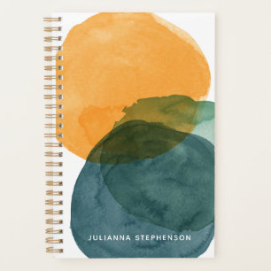 Gepersonaliseerde naam Aardse Abstracte Waterverf Planner