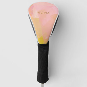 Gepersonaliseerde naam Abstract Roze Geel Vrouweli Golfheadcover