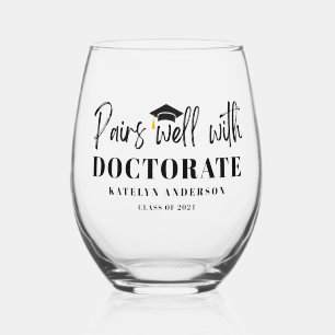 Gepersonaliseerde naam Afstuderen Jaar Doctoraat Wijnglas Zonder Voet
