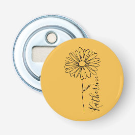Gepersonaliseerde naam April daisy Geboorte Bloem Button Flesopener