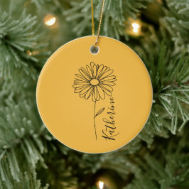 Gepersonaliseerde naam April daisy Geboorte Bloem Keramisch Ornament