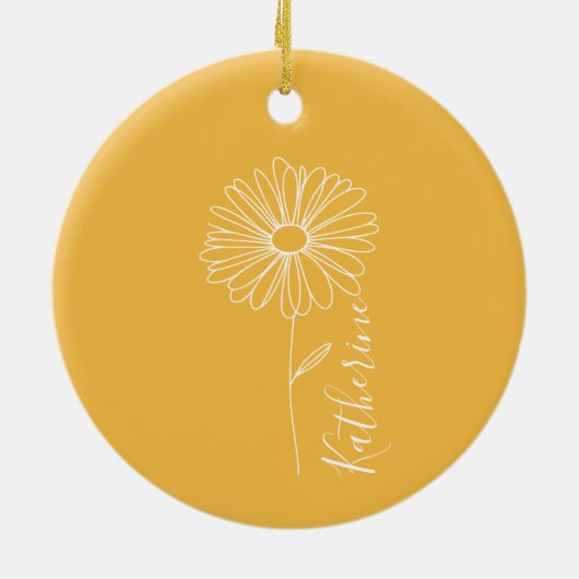 Gepersonaliseerde naam April daisy Geboorte Bloem Keramisch Ornament (Achterkant)