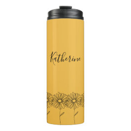 Gepersonaliseerde naam April daisy Geboorte Bloem Thermosbeker