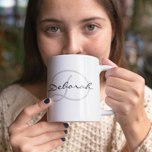 gepersonaliseerde naam ~ b&w monogram idee koffiemok