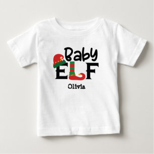 Gepersonaliseerde Naam Baby Elf Kerst T-shirt