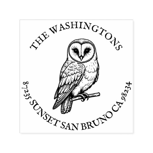 Gepersonaliseerde naam Barn Owl Retour Adres Stamp Zelfinktende Stempel (Design)