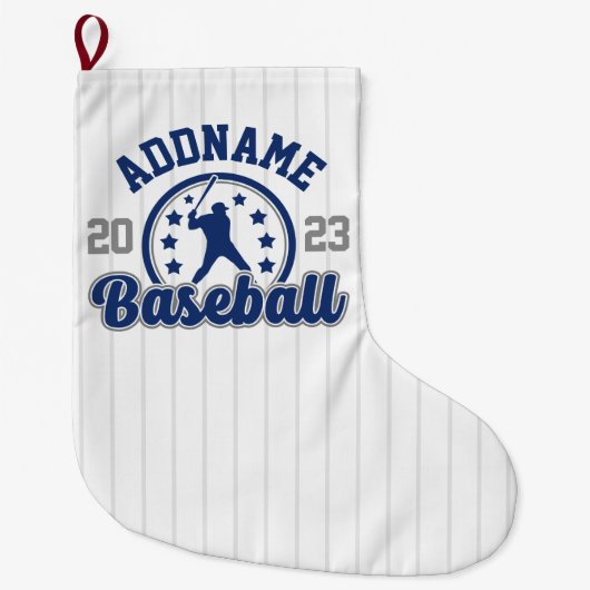 Gepersonaliseerde NAAM Baseball Team Speler Game Grote Kerstsok (Voorkant)
