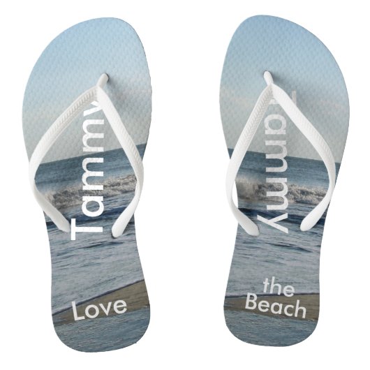 Gepersonaliseerde naam Beach Sand Teenslippers (Voetbed)