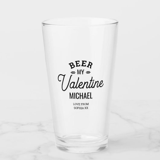 Gepersonaliseerde naam Beer My Valentijn Love Glas (Voorkant)