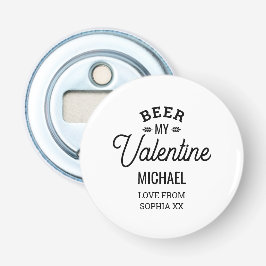 Gepersonaliseerde naam Beer My Valentijn Love Glas Button Flesopener