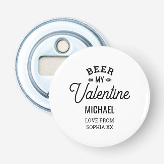 Gepersonaliseerde naam Beer My Valentijn Love Glas Button Flesopener