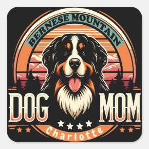 Gepersonaliseerde naam Berner Mountain Dog Mom Vierkante Sticker