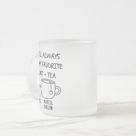 Gepersonaliseerde naam Beste tante Tante-tea Grapp Matglas Koffiemok (Voorkant links)