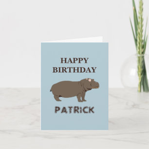 Gepersonaliseerde naam Birthday Hippopotamus Hippo Kaart