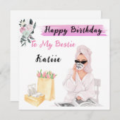 Gepersonaliseerde Naam Birthday Kaart voor Beste V (Voorkant / Achterkant)