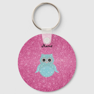 Gepersonaliseerde naam bling owl diamanten sleutelhanger