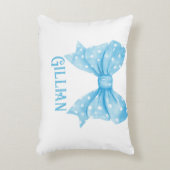 Gepersonaliseerde naam Blue Coquette Bow Accent Pi Accent Kussen (Voorkant(Verticaal))