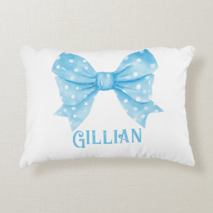 Gepersonaliseerde naam Blue Coquette Bow Accent Pi Kussen