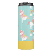 Gepersonaliseerde naam Blue Rainbow Unicorn Kinder Thermosbeker (Achterkant)