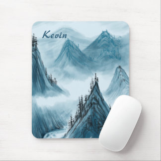 Gepersonaliseerde naam Blue White Mountain Uitzich Muismat