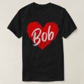 Gepersonaliseerde naam Bob Heart I Love Bob Tan T-shirt (Design voorkant)