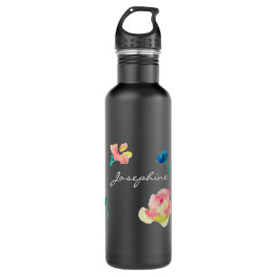 Gepersonaliseerde naam, Boho Flower waterverf schi Waterfles