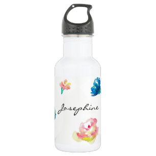 Gepersonaliseerde naam, Boho Flower waterverf schi Waterfles