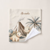 Gepersonaliseerde naam Boho Schattigee dinosaurus Bad Handdoek (Wasdoekje)