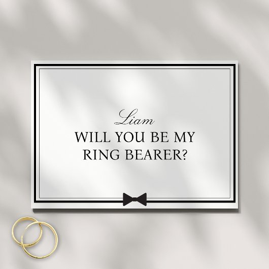 Gepersonaliseerde naam Bowtie Ring Drager Voorstel Kaart