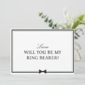 Gepersonaliseerde naam Bowtie Ring Drager Voorstel Kaart (Staand voorkant)